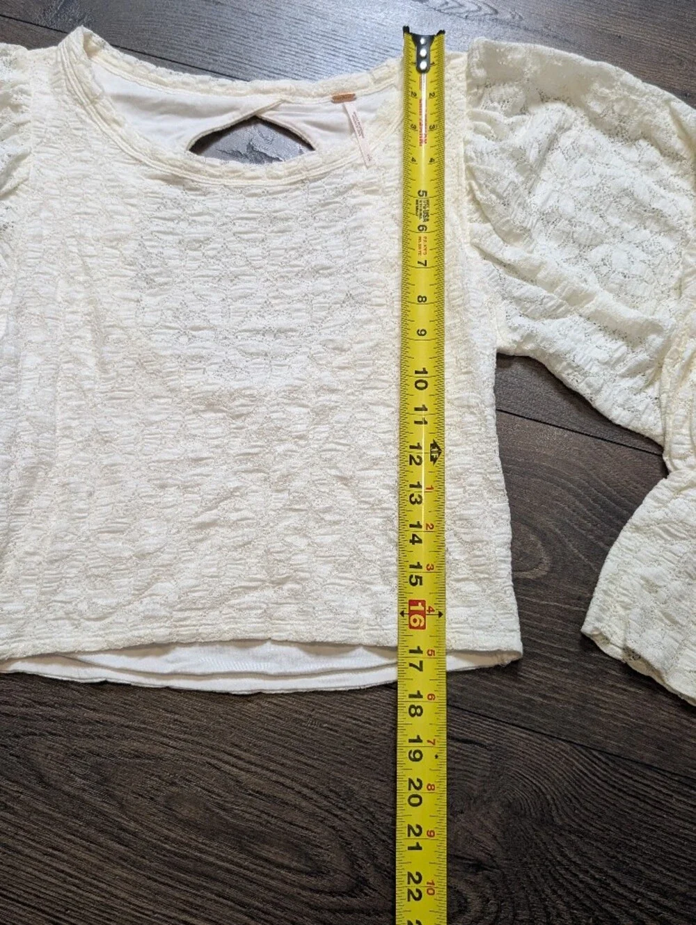 Free People Cream Jasmine Tea Time Textured Puff-Sleeve Blouse Size Small